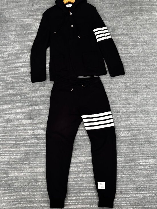 Thom Browne Other - Thom Browne striped cotton-terry hooded blazer + matching sweatpants